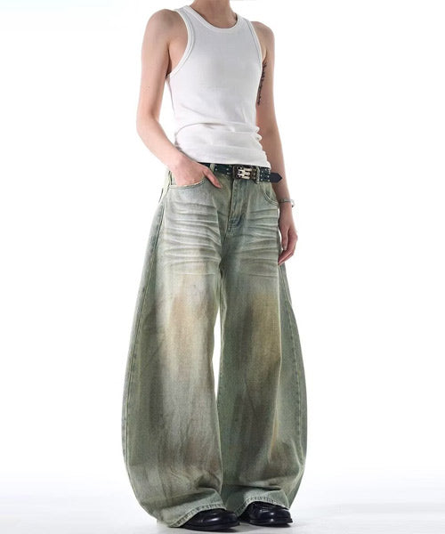 ヴィンテージ加工カーブデニムパンツ / 15405