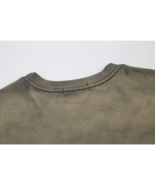 刺繍ロゴスタッズダメージ加工Tシャツ / 15691