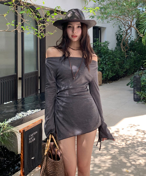 オフショルダーワンピ付きハイウエストビキニ 3点セット / 15790