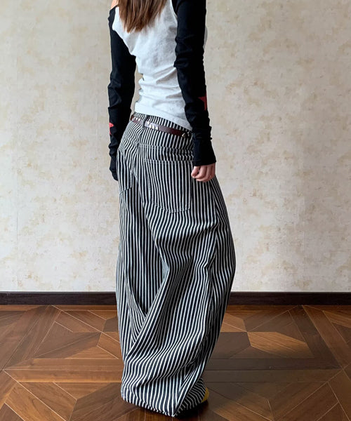 ストライプ柄ワイドパンツ / 15564