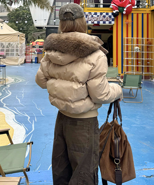 ファーフードショートダウンジャケット / 15465