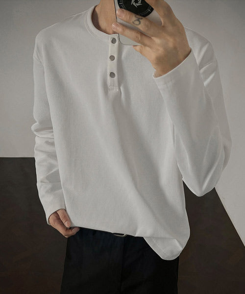スナップボタンヘンリーネックロンT / 15739