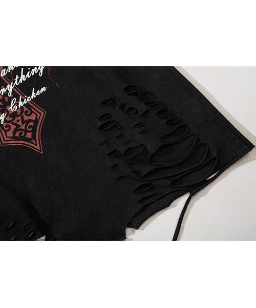 ダメージ加工ノースリーブTシャツ / 15915