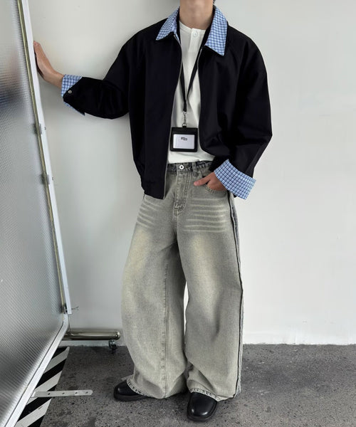 チェック柄切替ブルゾン / 15504