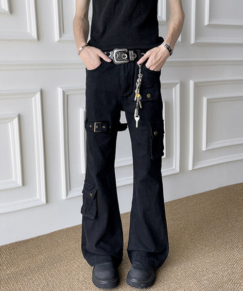 ベルトデザインフレアカーゴパンツ / 15553