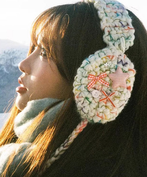 カラフル手編み風イヤーマフラー / 15418