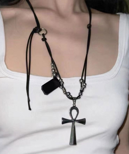 シルバークロスロングネックレス / 15696