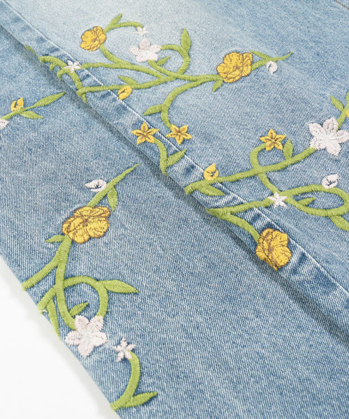 花柄刺繍ダメージ加工デニムパンツ / 15916
