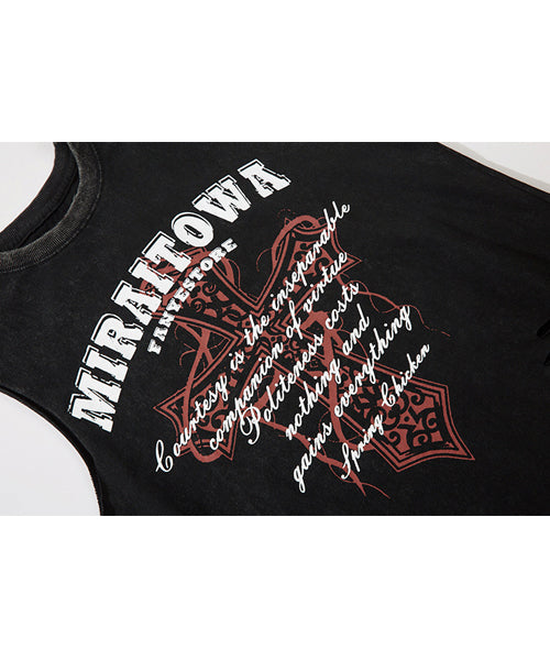 ダメージ加工ノースリーブTシャツ / 15915
