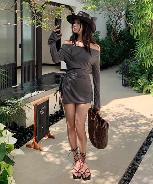 オフショルダーワンピ付きハイウエストビキニ 3点セット / 15790