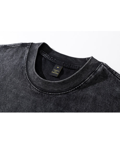 オーバーサイズ ピグメント加工 アニマルグラフィックロゴプリントTシャツ / 15705