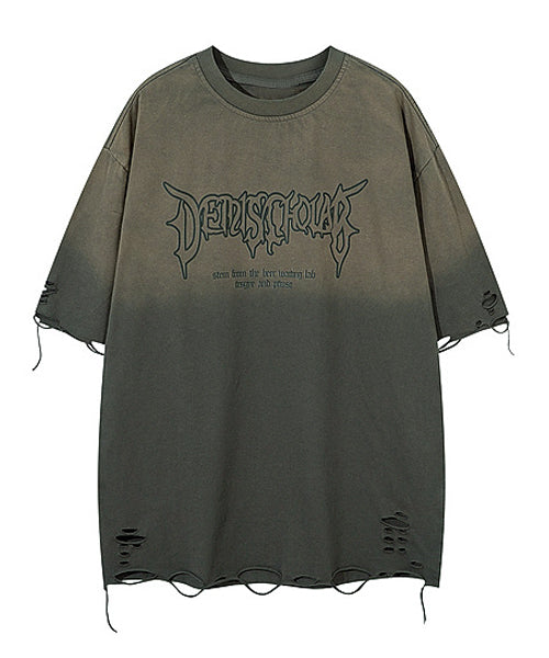 ダメージ加工ロゴプリントTシャツ / 15692