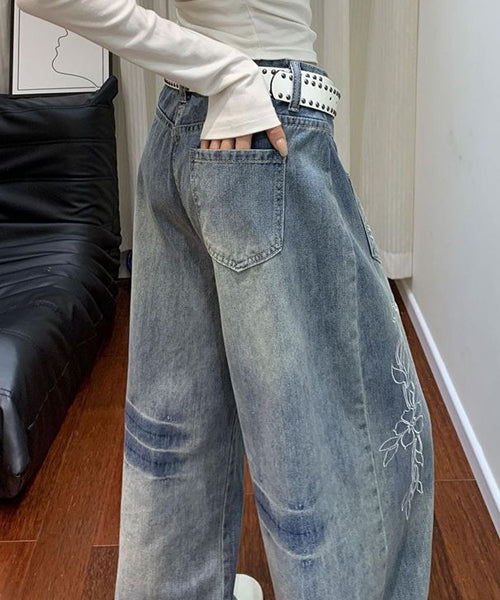 ローズ刺繍ワイドデニムパンツ / 15658