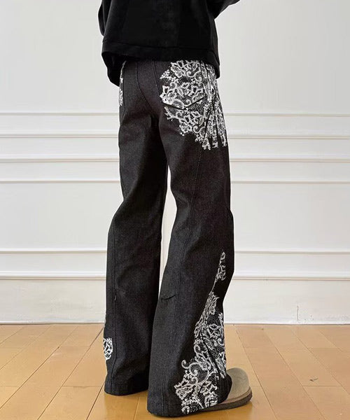 レース柄フレアデニムパンツ / 15669