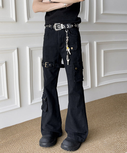 ベルトデザインフレアカーゴパンツ / 15553