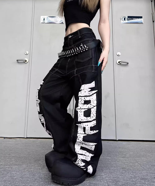 ワイドシルエットペイントロゴデニムパンツ / 15562