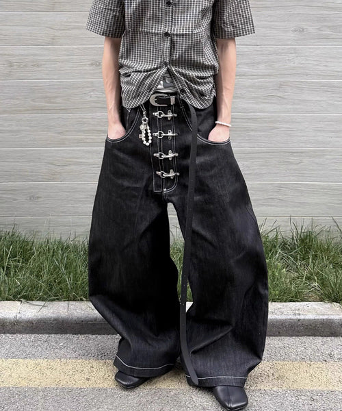 メタルバックルワイドデニムパンツ / 15584