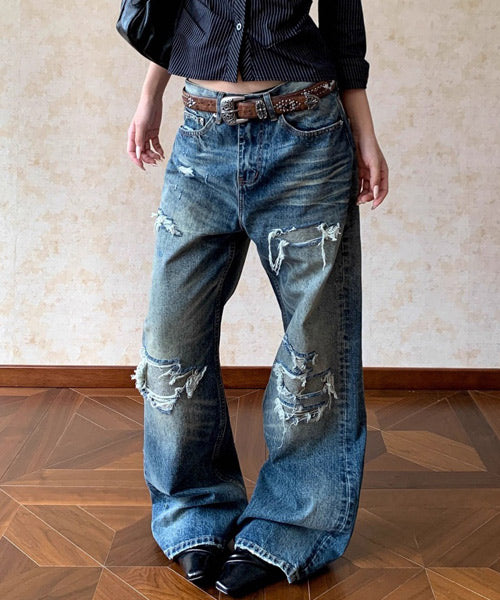 ダメージ加工デニムパンツ / 15495