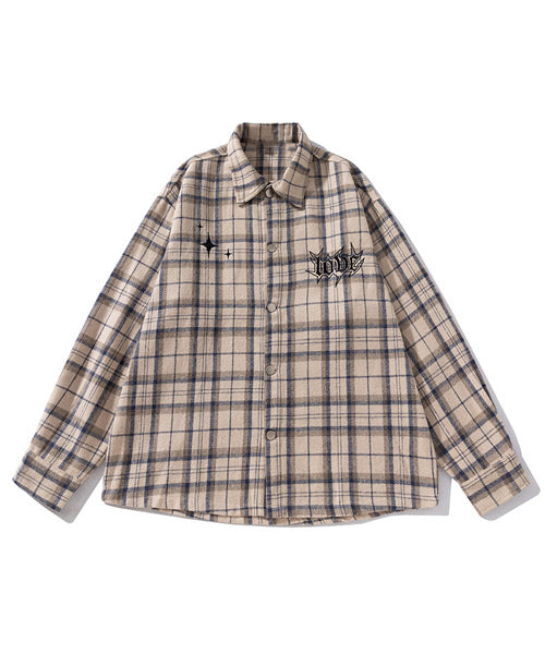チェック柄長袖シャツ/13899