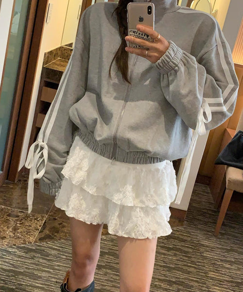 サイドリボンジップアップスウェット / 15455