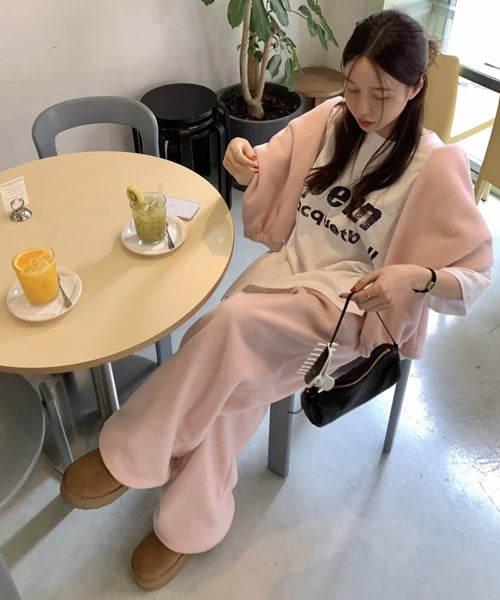 ハーフジップフリースプルオーバー&ワイドパンツ セットアップ / 16513