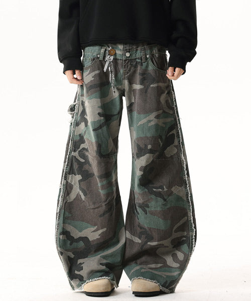 ダブルウエストカモフラージュ柄パンツ / 15496