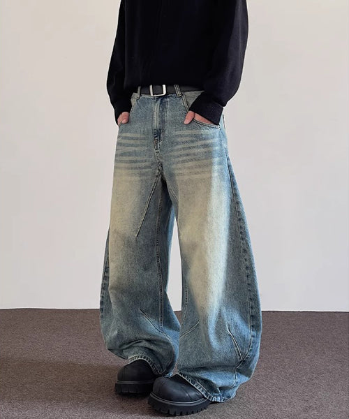 y2k グランジ ヴィンテージ加工 ワイドデニムパンツ 汚し加工 archive y2k グランジ ヴィンテージ加工 ワイドデニムパンツ 汚し加工