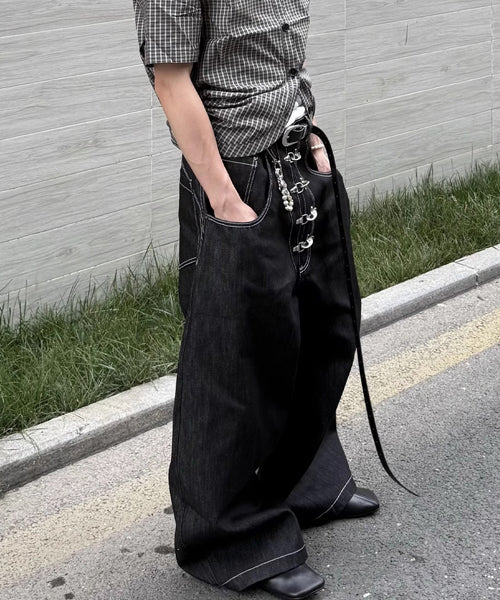 メタルバックルワイドデニムパンツ / 15584